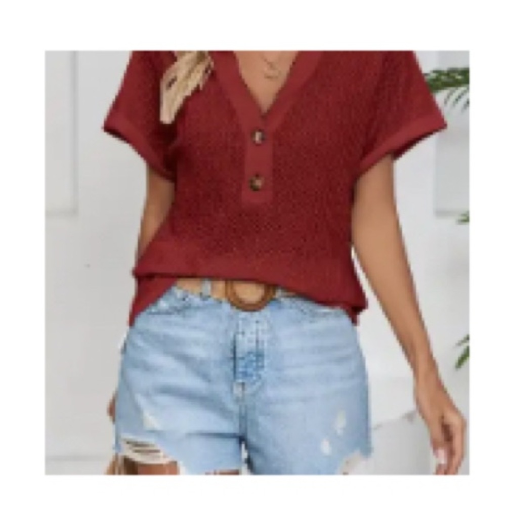 Elegant Burgundy V-Neck Top & Striped Pants